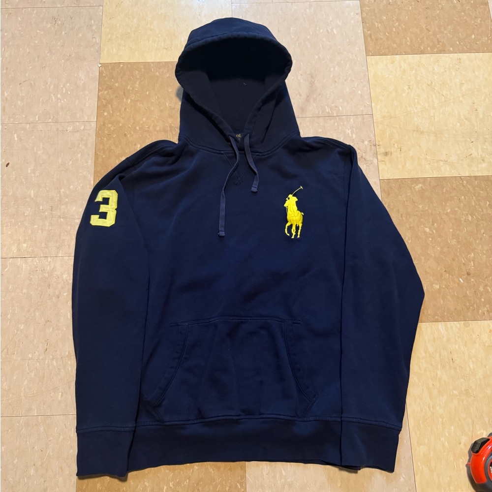 Ralph Lauren Dark Blue Hoodie with Yellow Emblem